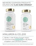Hyaluronsäure Kapseln - Hochdosiert mit 395 mg pro Kapsel. 90 vegane Kapseln im 3 Monatsvorrat - 500-700 kDa - Angereichert mit Vitamin C, B12 und Zink - Für Haut, Anti-Aging und Gelenke - Cosphera - 6