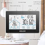 BALDR Wetterstation Funk mit Außensensor, Digital Thermometer-Hygrometer für Innen und außen, weiße Hintergrundbeleuchtung und Uhrzeit Anzeige, Schwarz - 3