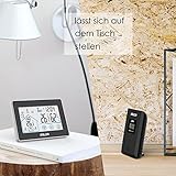 BALDR Wetterstation Funk mit Außensensor, Digital Thermometer-Hygrometer für Innen und außen, weiße Hintergrundbeleuchtung und Uhrzeit Anzeige, Schwarz - 4