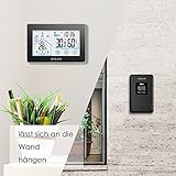 BALDR Wetterstation Funk mit Außensensor, Digital Thermometer-Hygrometer für Innen und außen, weiße Hintergrundbeleuchtung und Uhrzeit Anzeige, Schwarz - 5