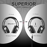 Bluetooth Wireless Kopfhörer Noise Cancelling - Hiearcool L1 HiFi Stereo Drahtlose Headset Over Ear mit Mikro Lautstärkeregler für alle Geräte mit Bluetooth oder 3,5 mm Klinkenstecker - 2