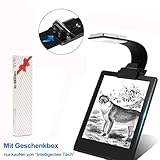 Opard Clip Light USB-Aufladbare Lampe Augenpflege Doppelt als Lesezeichen flexibel mit 4 Stufen dimmbar für Buch ebook Lesen im Bett, Kindle, iPad (Schwarz), 1 Stück - 7