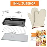 Digitaler Minibackofen mit Umluft (45 Liter) Ofenhandschuhe ✓ Rezeptheft ✓ Doppelglastür ✓ 2000W ✓ LED Display ✓ 13 Programme ✓ Drehspieß ✓ Krümelblech ✓ Timer ✓ Innenbeleuchtung - 7