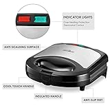 Kealive Sandwichmaker, Sandwichtoaster(750W, Antihaftbeschichtet, Muschel Edelstahl, Antihaftbeschichtung), Tisch-Grill mit 2 Kontrollleuchten, Schwarz - 2