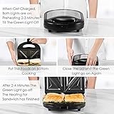 Kealive Sandwichmaker, Sandwichtoaster(750W, Antihaftbeschichtet, Muschel Edelstahl, Antihaftbeschichtung), Tisch-Grill mit 2 Kontrollleuchten, Schwarz - 3