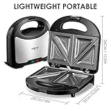 Kealive Sandwichmaker, Sandwichtoaster(750W, Antihaftbeschichtet, Muschel Edelstahl, Antihaftbeschichtung), Tisch-Grill mit 2 Kontrollleuchten, Schwarz - 5