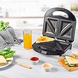 Kealive Sandwichmaker, Sandwichtoaster(750W, Antihaftbeschichtet, Muschel Edelstahl, Antihaftbeschichtung), Tisch-Grill mit 2 Kontrollleuchten, Schwarz - 6