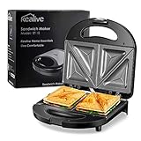 Kealive Sandwichmaker, Sandwichtoaster(750W, Antihaftbeschichtet, Muschel Edelstahl, Antihaftbeschichtung), Tisch-Grill mit 2 Kontrollleuchten, Schwarz - 7