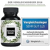 Curcuma Extrakt Kapseln - Vergleichssieger 2018* - Curcumingehalt EINER Kapsel entspricht dem von ca. 10.000mg Kurkuma - Hochdosiert aus 95% Extrakt - Laborgeprüft und hergestellt in Deutschland - 2