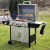 Bruzzzler 4 + 1 Gasgrill, Profi-Grillstation für BBQ, Räuchern und Grillen, mit 4 Hauptbrennern und 1 Seitenkocher, Farbe: silber - 6