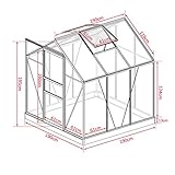 BRAST Gewächshaus Aluminium mit Stahlfundament 5,85m³ Alu Gartenhaus Treibhaus Garten 190x190cm - 3