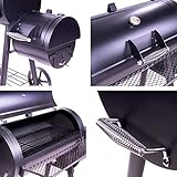 Nexos BBQ Grill Smoker Grillwagen Holzkohlegrill 2 Kammern Barbecue 120x55x125 cm, 28 kg Transporträder Temperaturanzeige Stahlblech Lüftungsklappen Ablageflächen - 3