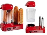 Hot Dog Maker Würstchenwärmer für 8 Würstchen Hotdog Maschine (Wärmebehälter, Brötchen und Wurst, Hotdogmaschine, Rot) - 2