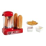 Hot Dog Maker Würstchenwärmer für 8 Würstchen Hotdog Maschine (Wärmebehälter, Brötchen und Wurst, Hotdogmaschine, Rot) - 3