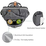 Baby Wickelrucksack Wickeltasche mit Wickelunterlage Multifunktional Große Kapazität Babytasche Reisetasche für Unterwegs, Grau - 2