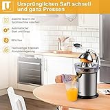 Yissvic Zitruspresse Elektrisch Saftpresse mit Griff Anti-Tropf Mechanismus Edelstahlfilter 130W aus Edelstahl (Verpackung MEHRWEG) - 3