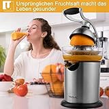 Yissvic Zitruspresse Elektrisch Saftpresse mit Griff Anti-Tropf Mechanismus Edelstahlfilter 130W aus Edelstahl (Verpackung MEHRWEG) - 5