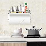 Oriware küchenrollenhalter mit Regal Wand Küchenrollenspender Küchenpapierhalter Papierrollenhalter Badezimmer Aufbewahrung Ohne Bohren - Edelstahl Matt - 2