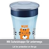 NUK Magic Cup Trinklernbecher, 360° Trinkrand, auslaufsicher abdichtende Silikonscheibe, 8+ Monate, BPA-frei, tiger (blau), 230 ml - 4