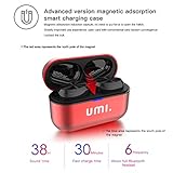 Umi. Essentials TWS Bluetooth 5.0 IPX7 W5s Kabellose In-Ear-Kopfhörer für iPhone, Samsung, Huawei mit Patentiertem Intelligenten Metall-Ladeetui (Rot) - 3