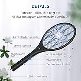 AUZKIN Elektrische Fliegenklatsche Moskito Bug Zapper Insektenvernichter,USB wiederaufladbar mit LED Beleuchtung und Abnehmbaren Taschenlampe,3-Schicht Mesh Schutz - 3