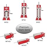 Beeketal 'MT05' Profi Gastro Wurstfüllmaschine (5 Liter) SGS-geprüft, Wurstfüller mit 2 Gang Vollmetall-Getriebe und Handkurbel, Gehäuse aus Stahl (rot lackiert), inkl. 4 Fülltüllen - 6