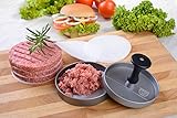 GRÄWE Burgerpresse mit 50 Blatt Backpapier, Hamburgerpresse Set aus Aluguss für leckere Hamburger, Patties, BBQ, Burger Presse mit Antihaftbeschichtung - 3