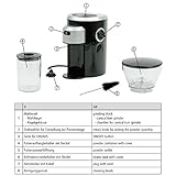 ROMMELSBACHER EKM 300 elektrische Kaffeemühle mit Kegelmahlwerk aus Edelstahl (12 Stufen-Mahlgrad, 2-10 Tassen, Kaffeepulver schonend mahlen, 150 W) schwarz,silber - 5