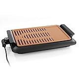 GOURMETmaxx Tischgrill elektrisch Tisch Elektrogrill für Draußen und Drinnen, Grill Platte mit zwei Garbereichen | Keramik Antihaftbeschichtung, max. 220 °C, [ [1250 Watt] - 2