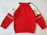 YuanDian Baby Unisex Pullover Stricken Weihnachten Langarm Elche Warme Sweater Pullis Rot 100 (90-100CM) - 2