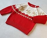 YuanDian Baby Unisex Pullover Stricken Weihnachten Langarm Elche Warme Sweater Pullis Rot 100 (90-100CM) - 5
